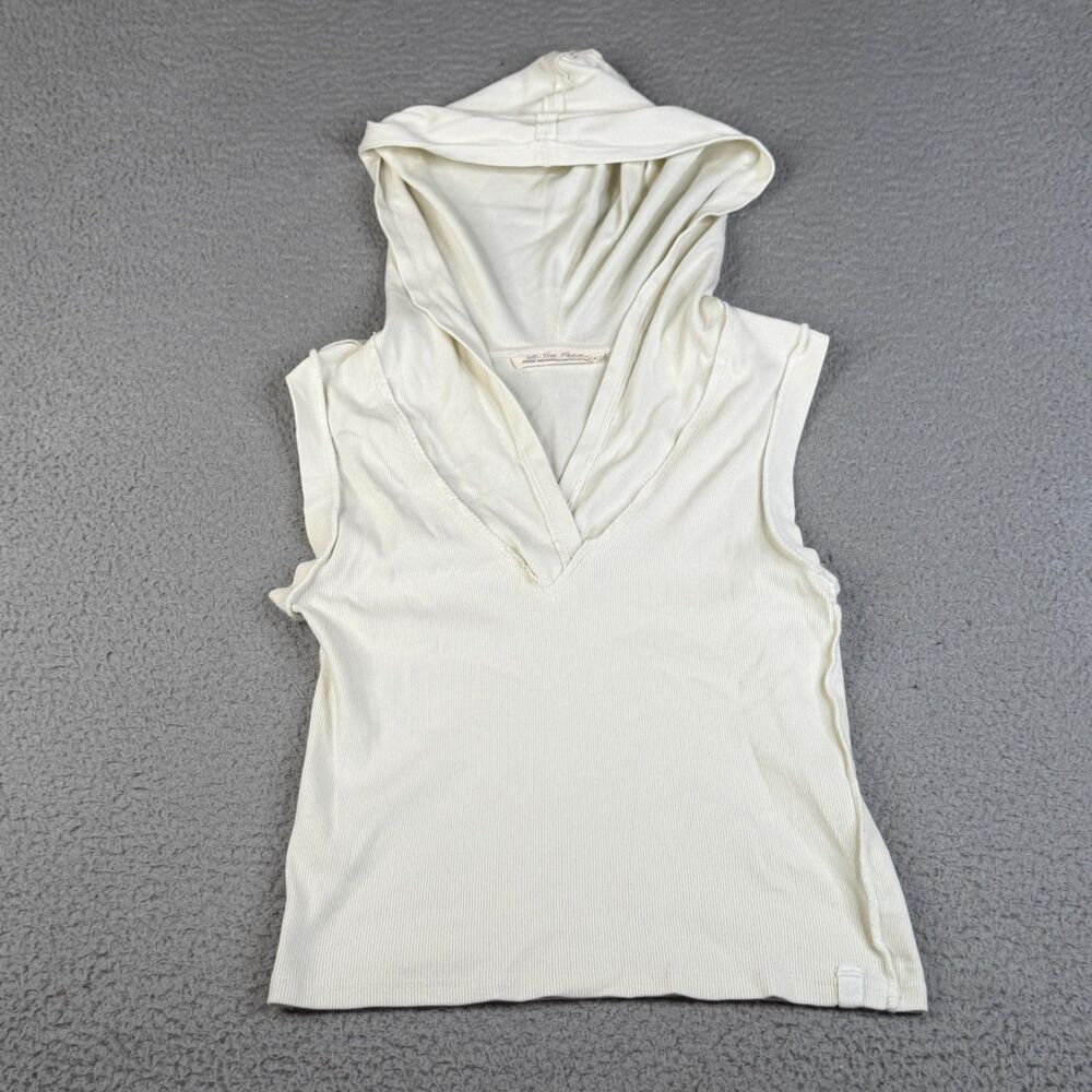 WE THE FREE Tank Top Hoodie Womens Medium Ribbed Cotton Blend Sleeveless Stretch